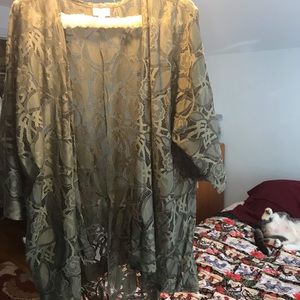 LuLaRoe Lace Duster In Army green!